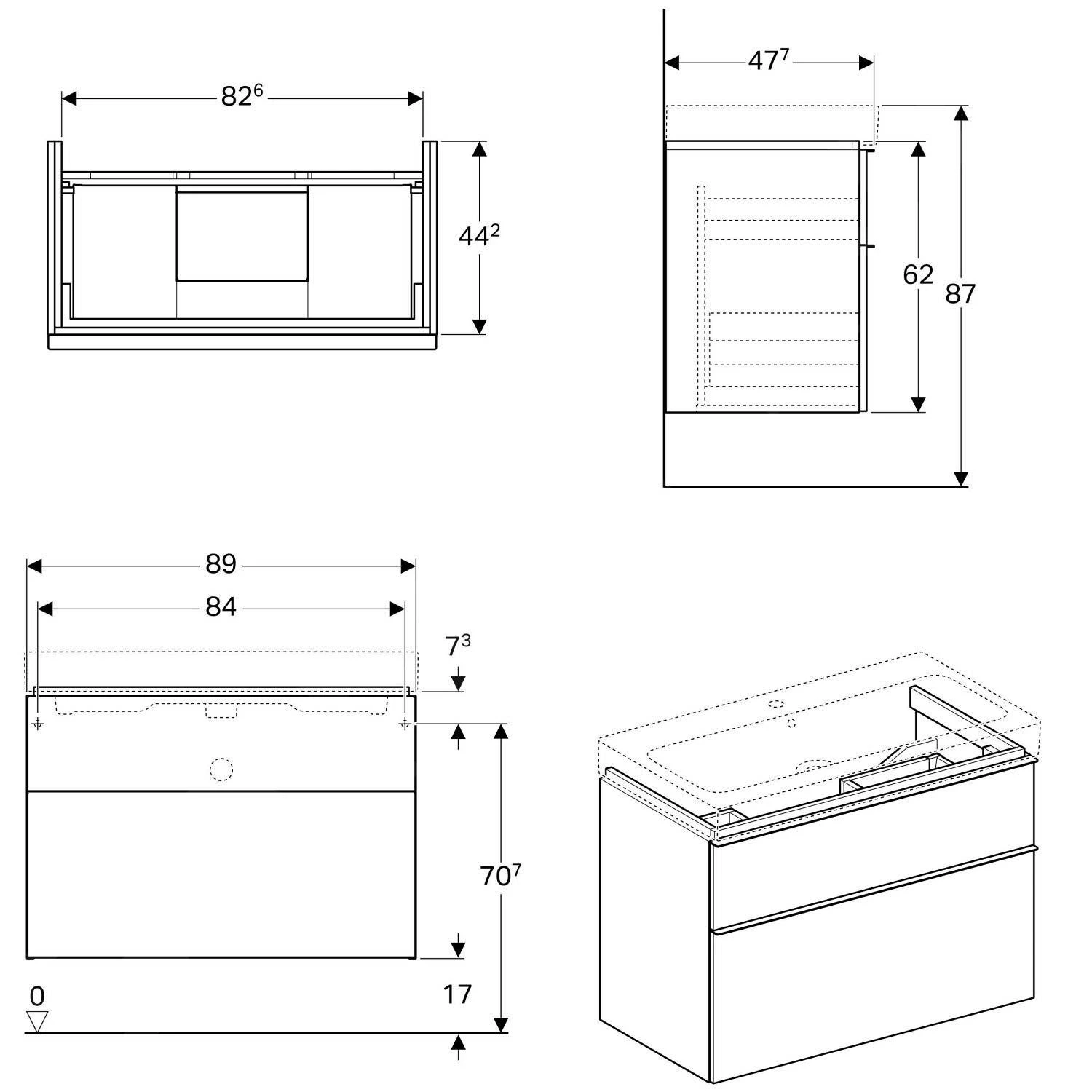 Geberit ICon - Wastafelonderkast 900 Mm, Mat Wit 841390000 - Afbeelding 2