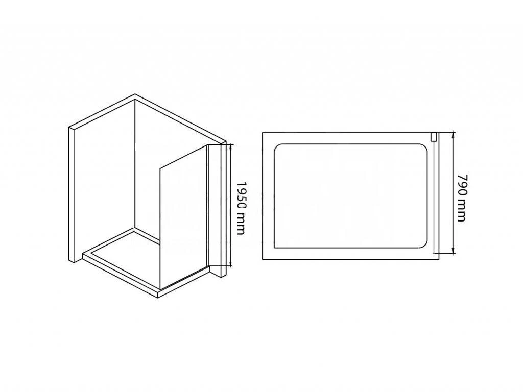 Lansanit LitLUX Slim Tadao - Vaste Douchewand 800 Mm, Glanzend Aluminium/helder Glas SPD80-2 - Afbeelding 2