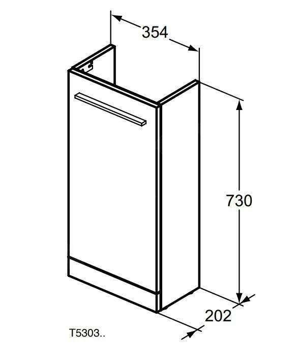 Ideal Standard I.Life S - Wastafelonderkast, 354x202x730 Mm, 1 Deur, Mat Carbon Grijs T5303NV - Afbeelding 2