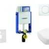 Geberit Kombifix - Toiletset Met Sigma01 Bedieningsplaat, Alpine Wit + Villeroy Boch Hangend Toilet En Wc Bril, SoftClose, DirectFlush, CeramicPlus 110.302.00.5 NI1