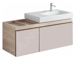 Geberit Citterio - Wastafelonderkast 750 Mm, Met Bijzetplank, Glanzend Glas/taupe/licht Eiken 500.563.JI.1
