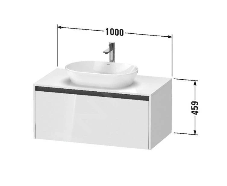 Duravit Ketho.2 - Wastafelonderkast Met Uitsparing 459x1000x550 Mm, 1 Lade, Grafiet Mat K24886049490000 - Afbeelding 2