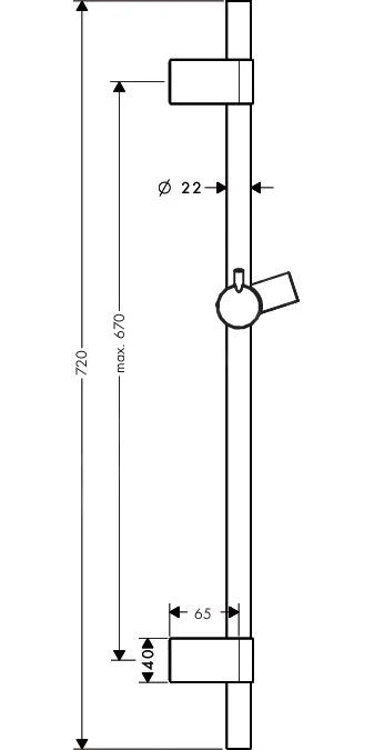 Hansgrohe Raindance - Unica'S Puro, Douchestang 0,72 M, Chroom 28662000 - Afbeelding 2