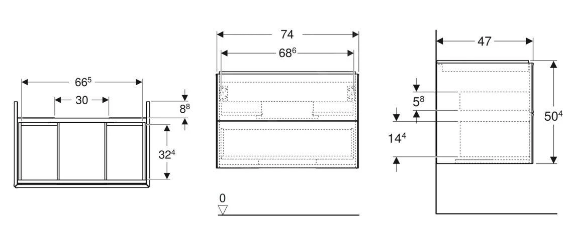 Geberit ONE - Wastafelonderkast, 74x50x47 Cm, 2 Laden, Eiken 505.262.00.5 - Afbeelding 2