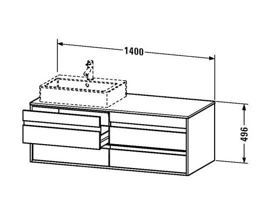 Duravit Ketho - Wastafelonderkast 496x1400x550 Mm, Rechts, 4 Laden, Glanzend Wit KT6657R2222 - Afbeelding 2