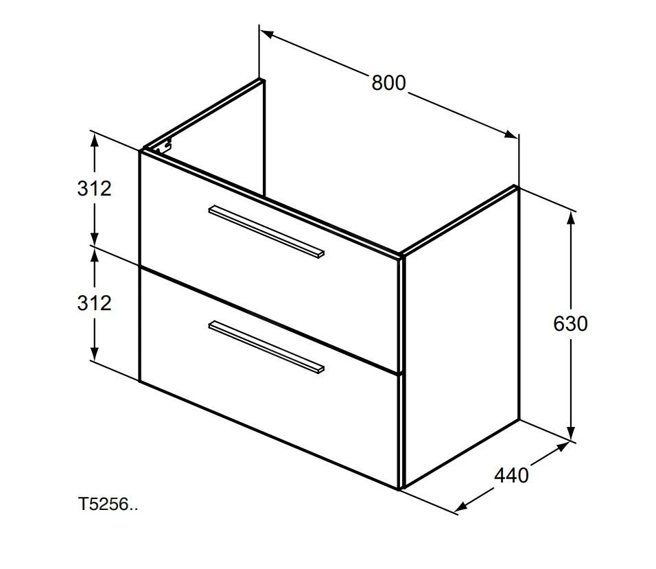 Ideal Standard I.Life A - Wastafelonderkast, 800x440x630 Mm, 2 Laden, Mat Kwartsgrijs T5256NG - Afbeelding 2