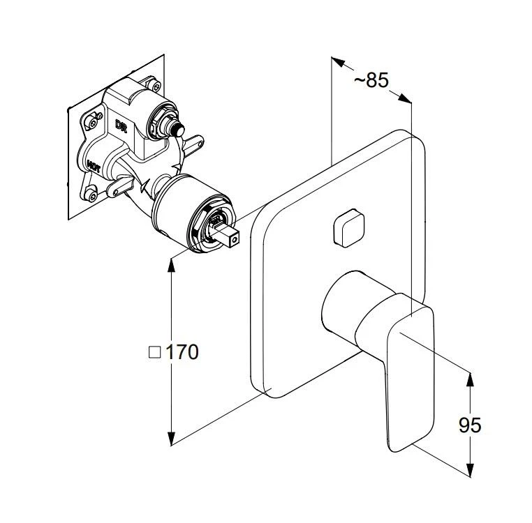 Kludi Pure&Style - Afbouwdeel Voor Inbouwkraan Voor 2 Functies, Mat Zwart 406593975 - Afbeelding 2