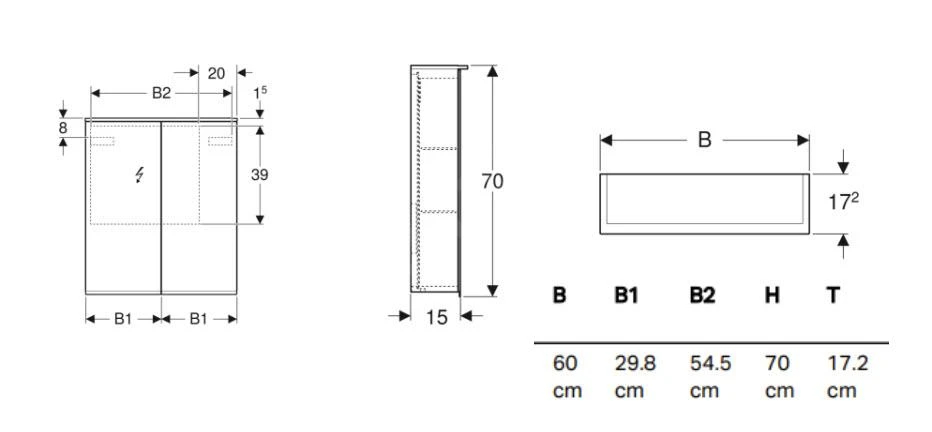 Geberit Option - Spiegelkast Met Verlichting, 600x700x172 Mm 500.593.00.1 - Afbeelding 2