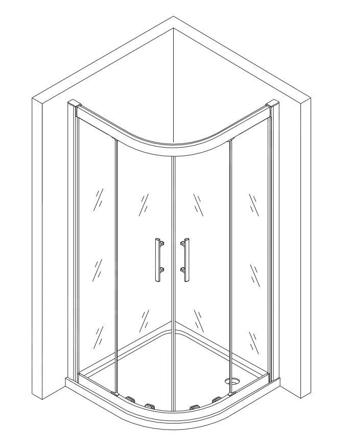 Lansanit LitEX Monte - Douchecabine 4 Delig 800x800 Mm, Glanzend Aluminium/helder Glas QF88-190-C - Afbeelding 3