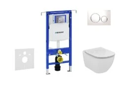 Geberit Duofix - Inbouwreservoir Voor Hangend Toilet Met SIGMA20 Bedieningsknop, Wit/glanzend Chroom + Ideal Standard Tesi - Hangend Toilet En Wc-bril 111.355.00.5 NF4