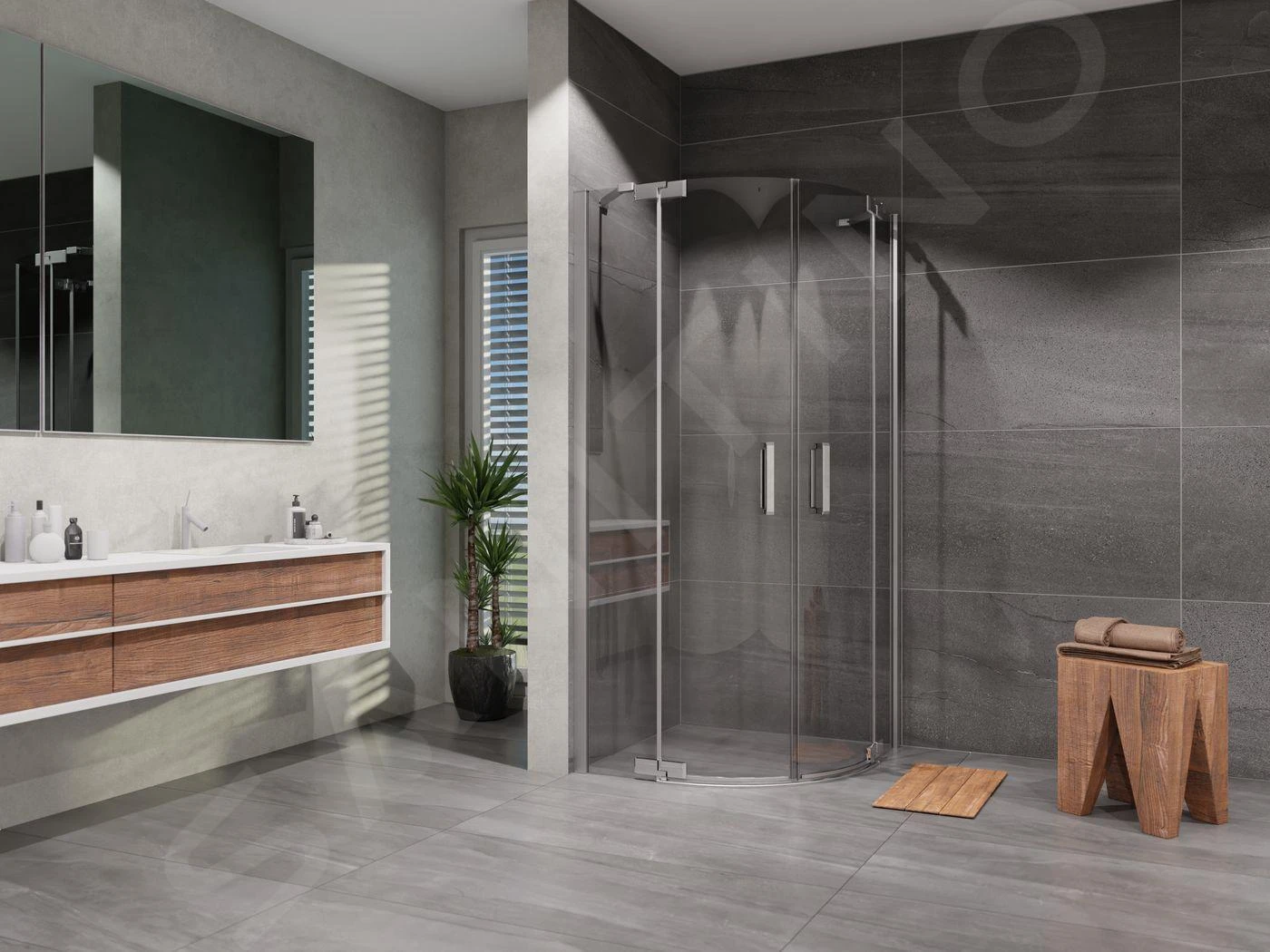 Lansanit LitLUX Brix - Douchecabine 4 Delig 900x900 Mm, Glanzend Aluminium/helder Glas HHY99-4