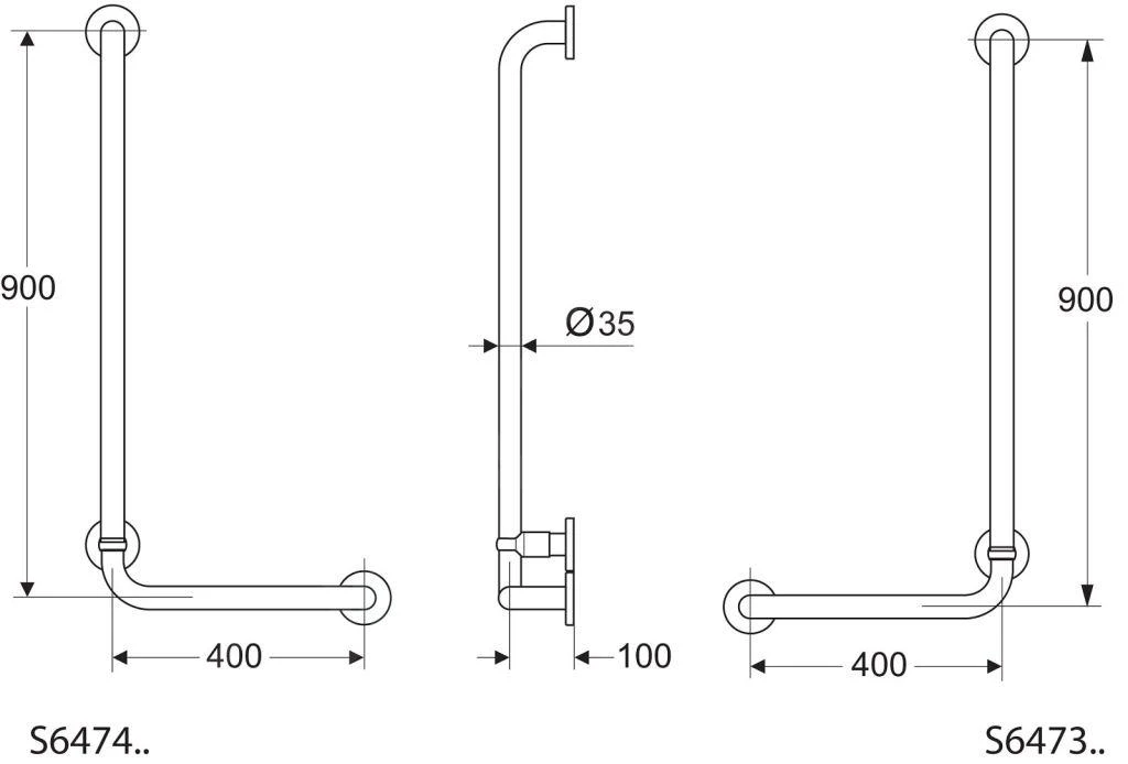 Ideal Standard Contour 21 - Wandgreep 900x400 Mm, Links, Wit S6474AC - Afbeelding 2