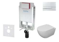 Kielle Genesis - Set Voorwandinstallatie, Toilet Met Toiletbril Softclose En Bedieningspaneel Gemini I, Chroom 30505SZ16