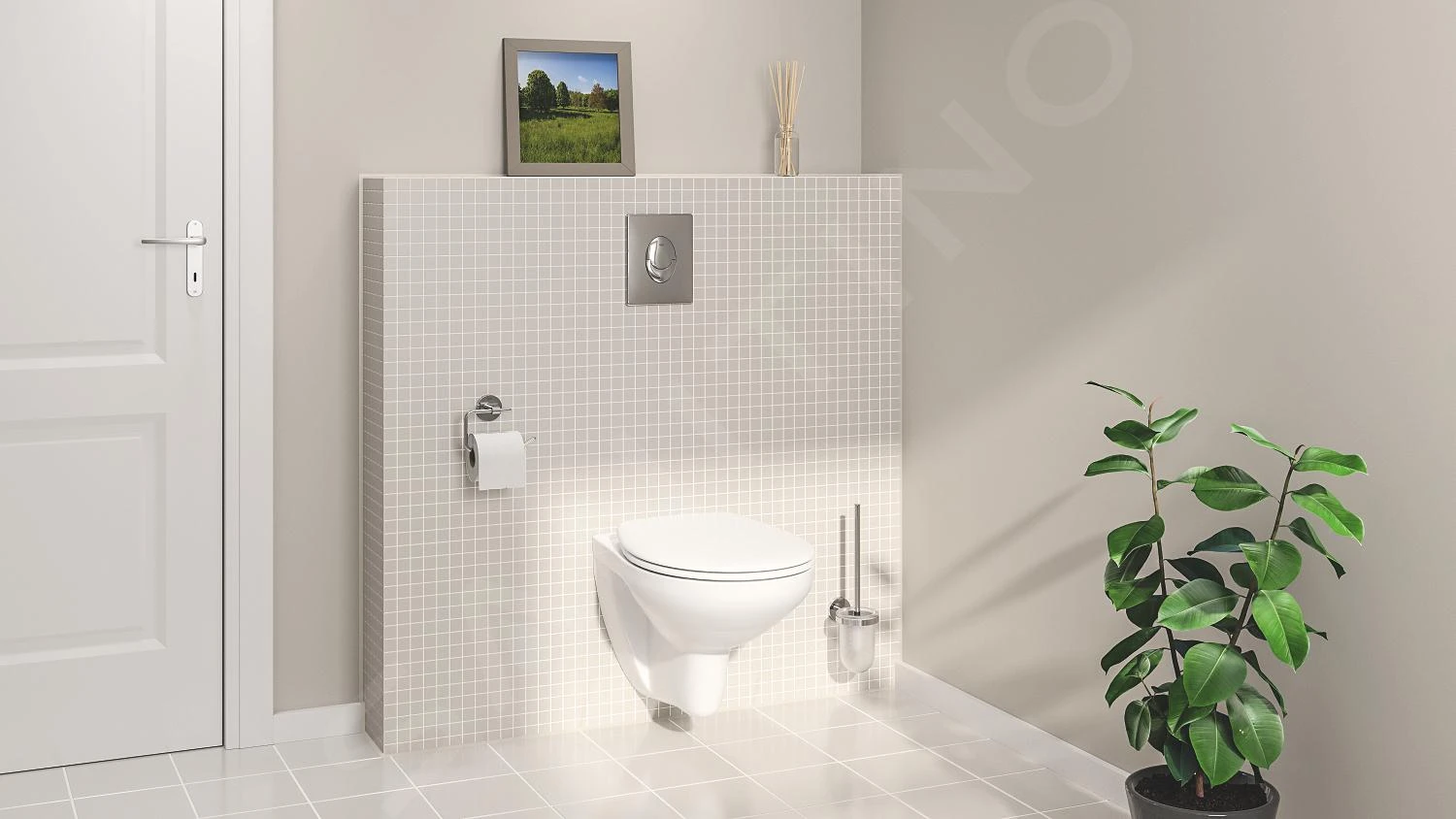 Grohe Solido - Toiletset Met Inbouwtoilet, Hangtoilet En Wc Bril Bau Ceramic, Softclose, Bedieningspaneel Skate Air, Chroom/wit 39888000 - Afbeelding 11