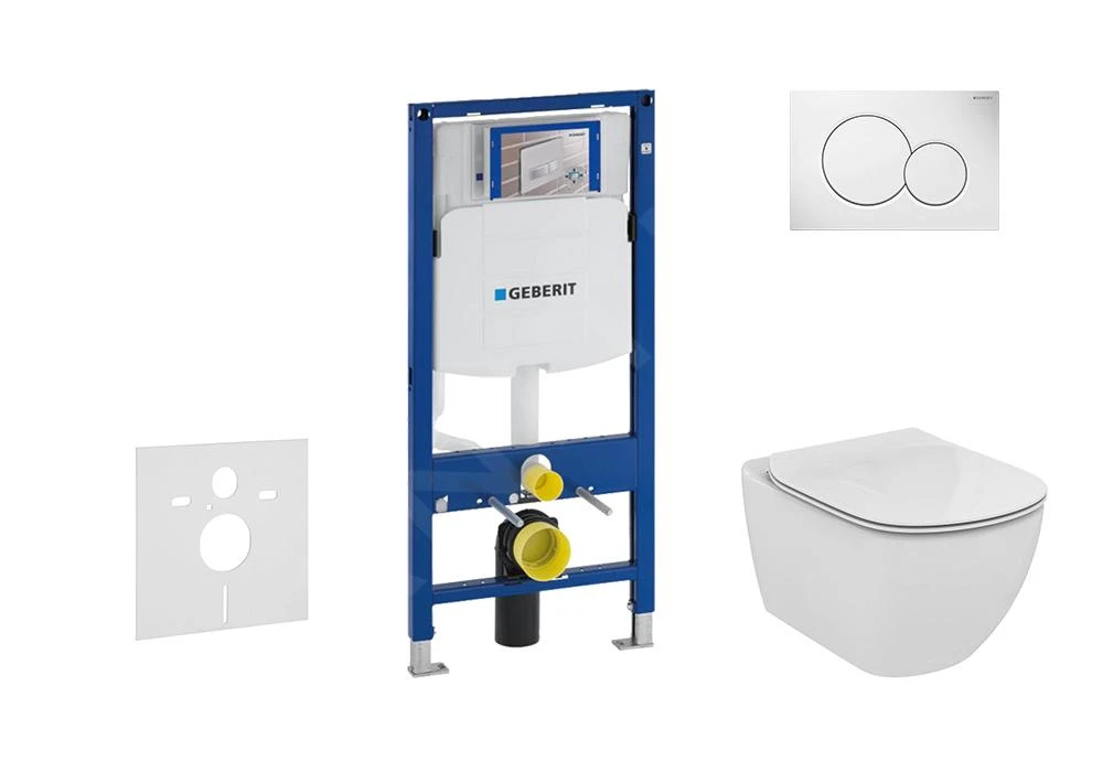Geberit Duofix - Set Voorwandinstallatie, Toilet En Zitting Ideal Standard Tesi, Bedieningspaneel Sigma01, Aquablade, SoftClose, Alpine Wit 111.300.00.5 NU1
