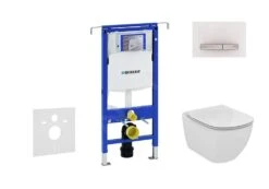 Geberit Duofix - Inbouwreservoir Voor Hangend Toilet Met SIGMA50 Bedieningsknop, Alpine Wit + Ideal Standard Tesi - Hangend Toilet En Wc-bril 111.355.00.5 NF8