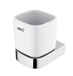 Nimco Nikau - Beker Met Houder, Wit Keramika/chroom NK 30058K-26