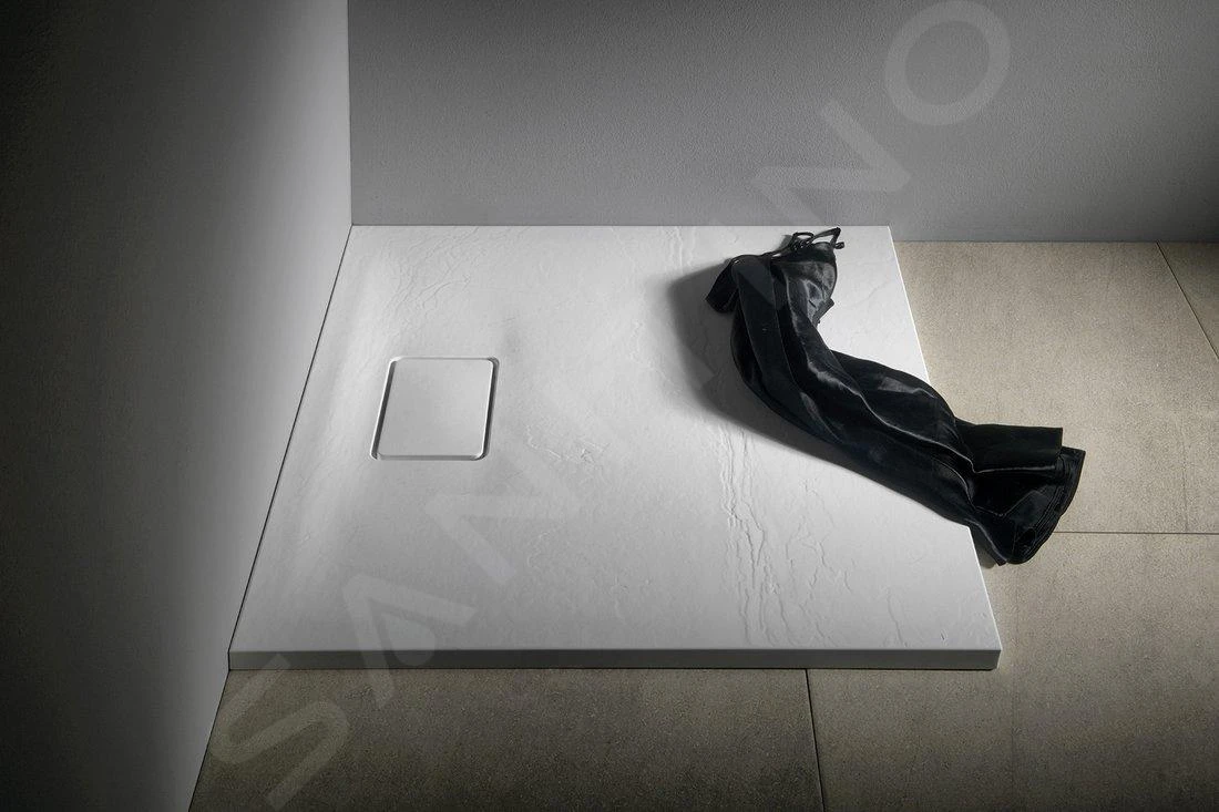 Sapho Acora - Douchebak 900x900 Mm, Gegoten Marmer, Decor Witsteen AC002 - Afbeelding 5