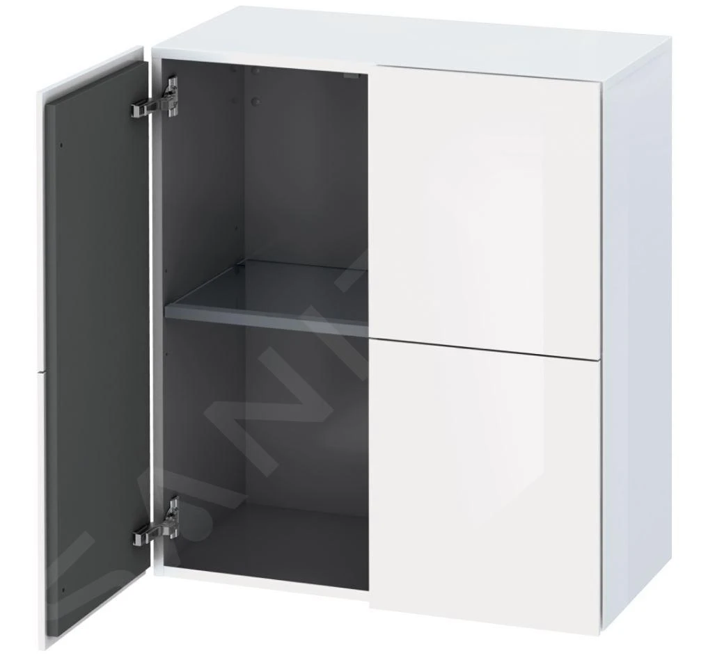 Duravit L-Cube - Hoge Badkamerkast 800x700x363 Mm, 2 Deuren, Glanzend Wit LC117702222