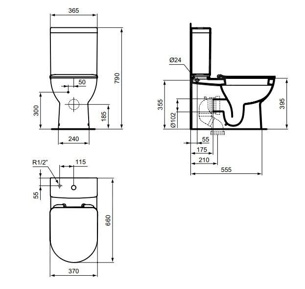Ideal Standard Eurovit - Duobloktoilet Met SoftClose WC-zitting, Wit T443601 - Afbeelding 2