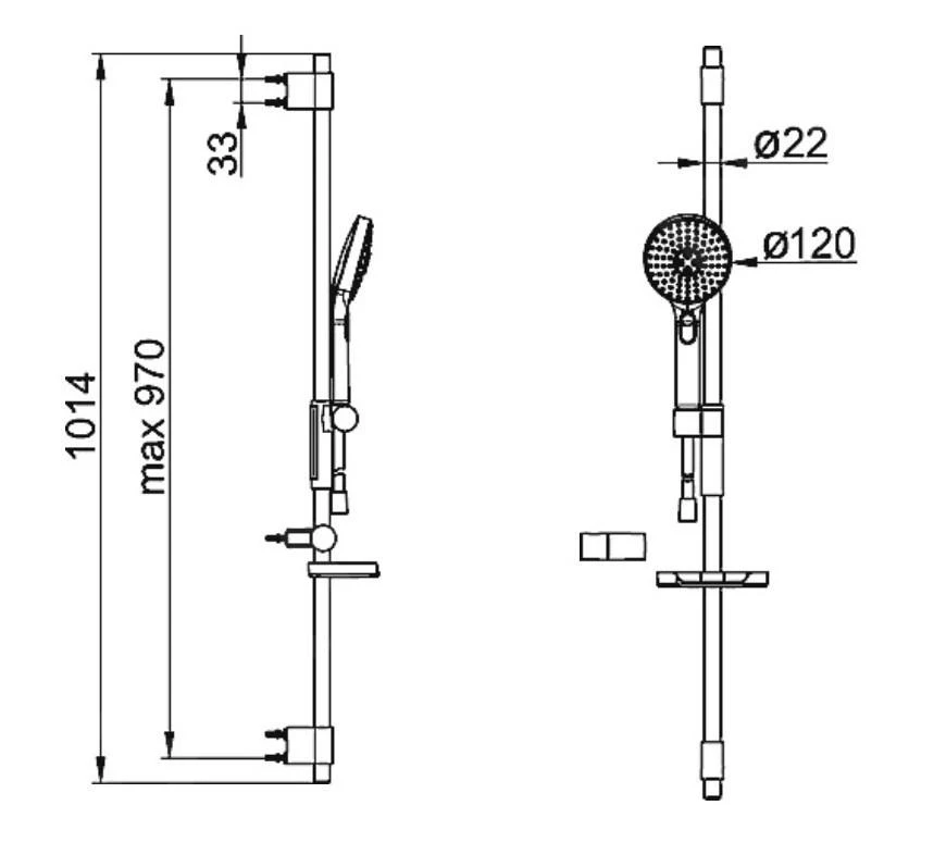 Hansa Activejet - Doucheset Met 3- Jets Handdouche, Douchestang En Doucheslang, Licht Grijs/chroom 84370130 - Afbeelding 2