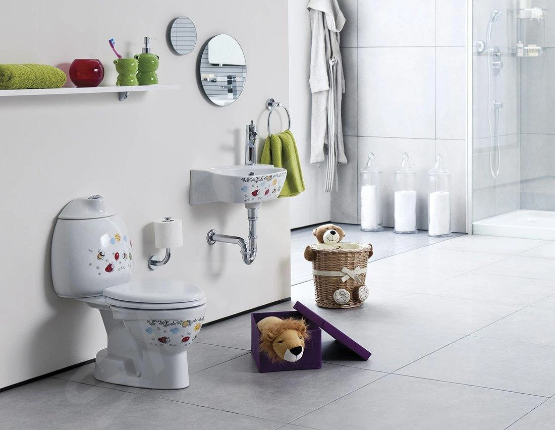 Sapho Kid - Kinder Toiletpot Met Jachtbak, Afval Onderaan, Kleur Design CK301.400.0F - Afbeelding 4