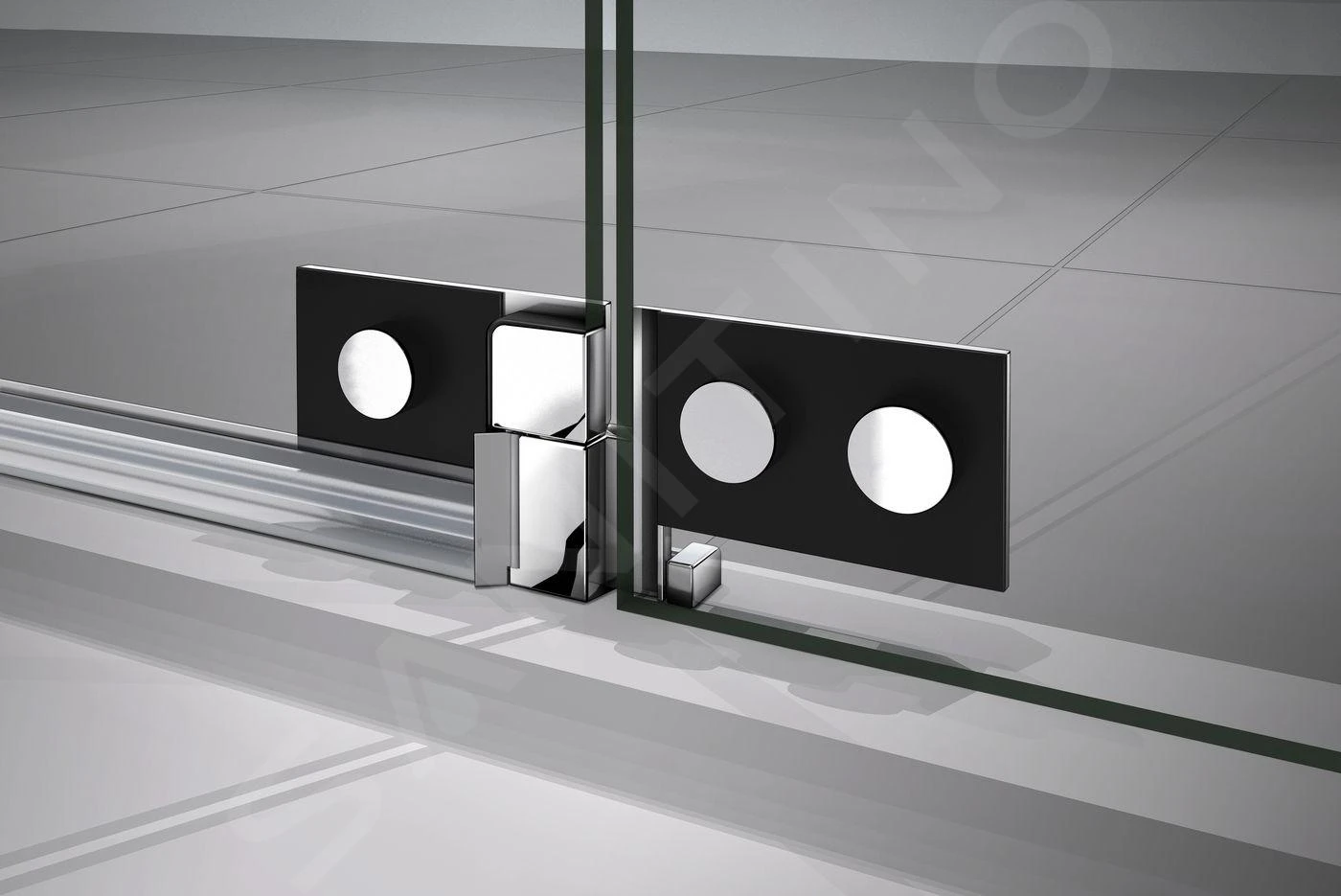 Lansanit LitLUX Brix - Pendel Douchedeur 1200 Mm, Rechts, Glanzend Aluminium/helder Glas H2Y-12R - Afbeelding 5