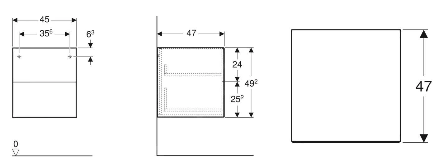 Geberit ONE - Zijkast, 450x492x470 Mm, 2 Laden, Glanzend Wit 505.077.00.1 - Afbeelding 2