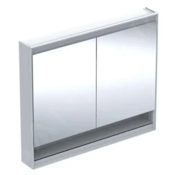 Geberit ONE - Spiegelkast Met LED-verlichting, 1050x900x150 Mm, 2 Deuren, Met Nis, Wit 505.834.00.2