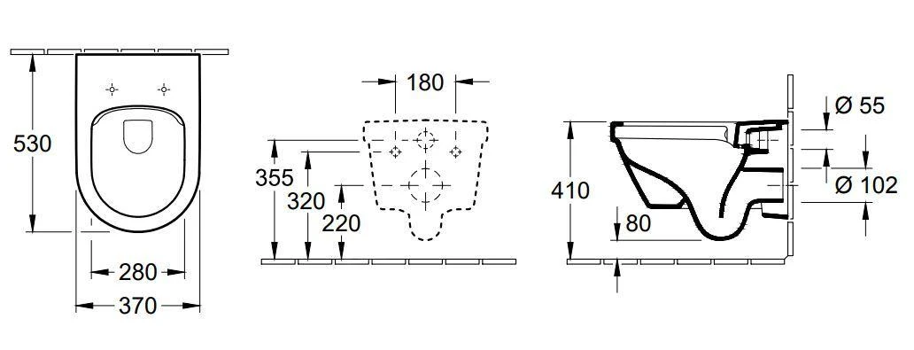 Villeroy & Boch Architectura - Wandcloset, Afvoer Achteraan, DirectFlush, AntiBac, CeramicPlus, Alpine Wit 5684R0T2 - Afbeelding 2