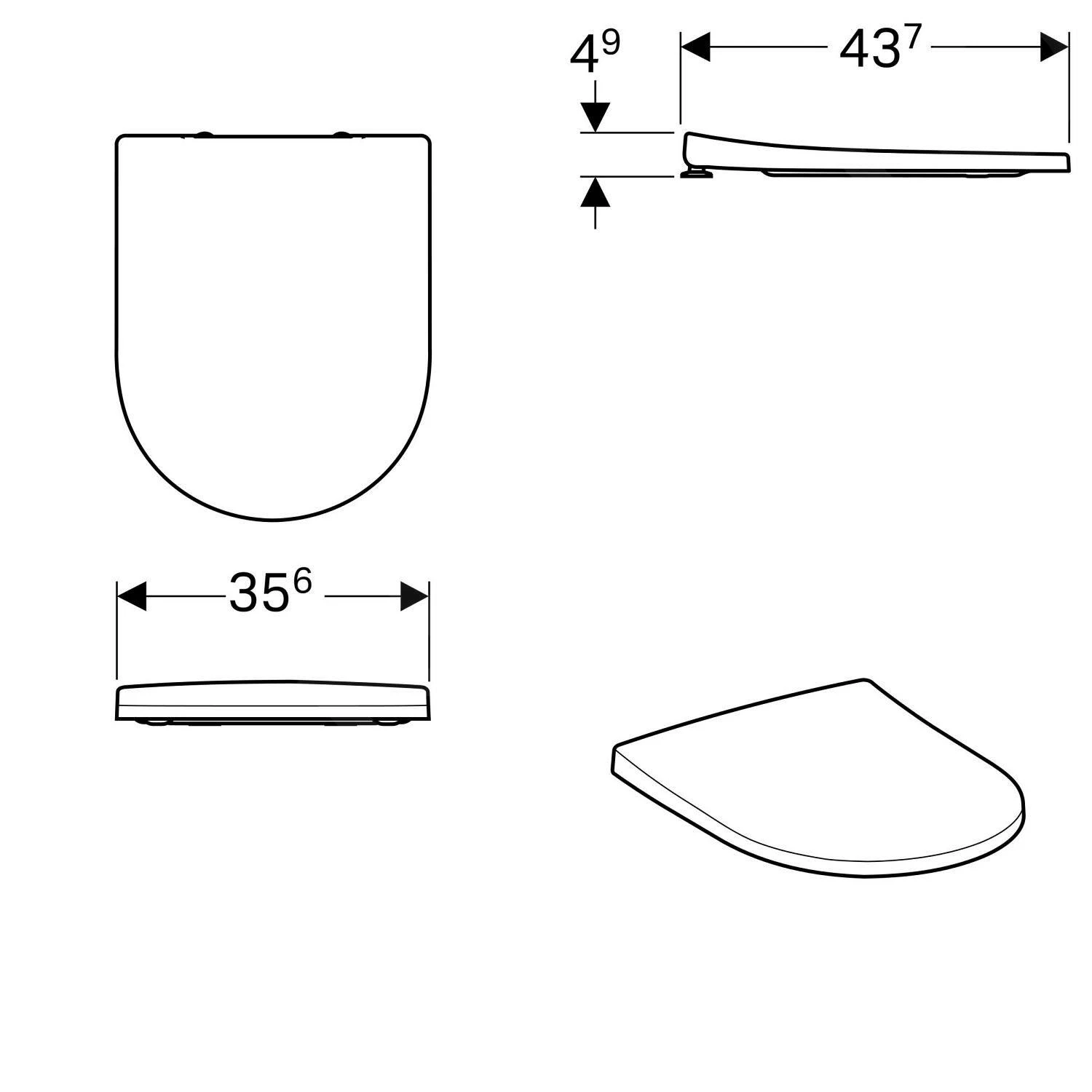 Geberit Acanto - Closetzitting, Duroplast, Softclose, Wit 500.605.01.2 - Afbeelding 2