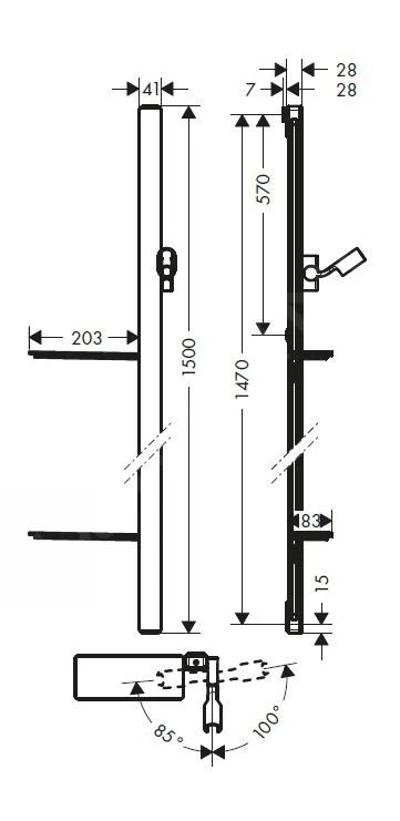 Hansgrohe Unica'E - Glijstang 1500 Mm, Met Doucheslang, Wit/chroom 27645400 - Afbeelding 2