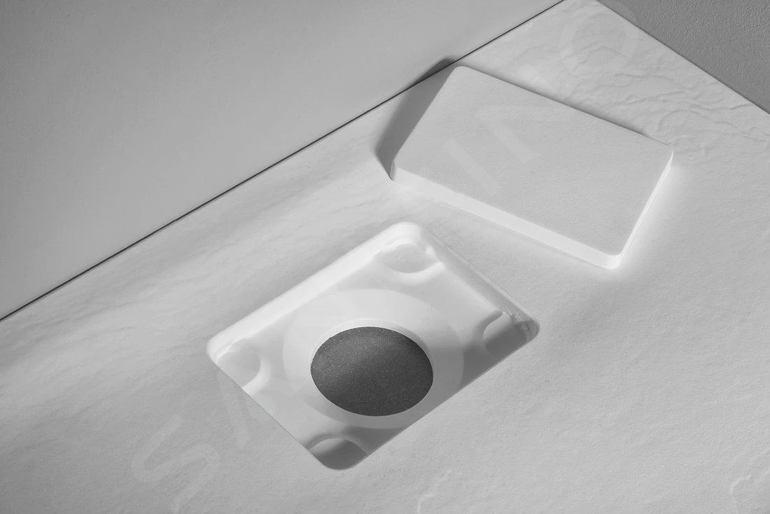 Sapho Acora - Douchebak 900x900 Mm, Gegoten Marmer, Decor Witsteen AC002 - Afbeelding 9