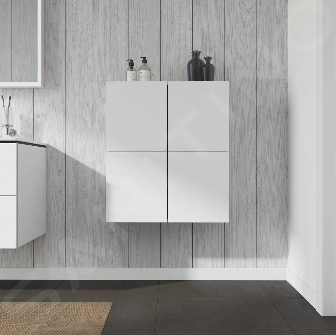 Duravit L-Cube - Hoge Badkamerkast 800x700x243 Mm, 2 Deuren, Glanzend Wit LC116702222 - Afbeelding 3