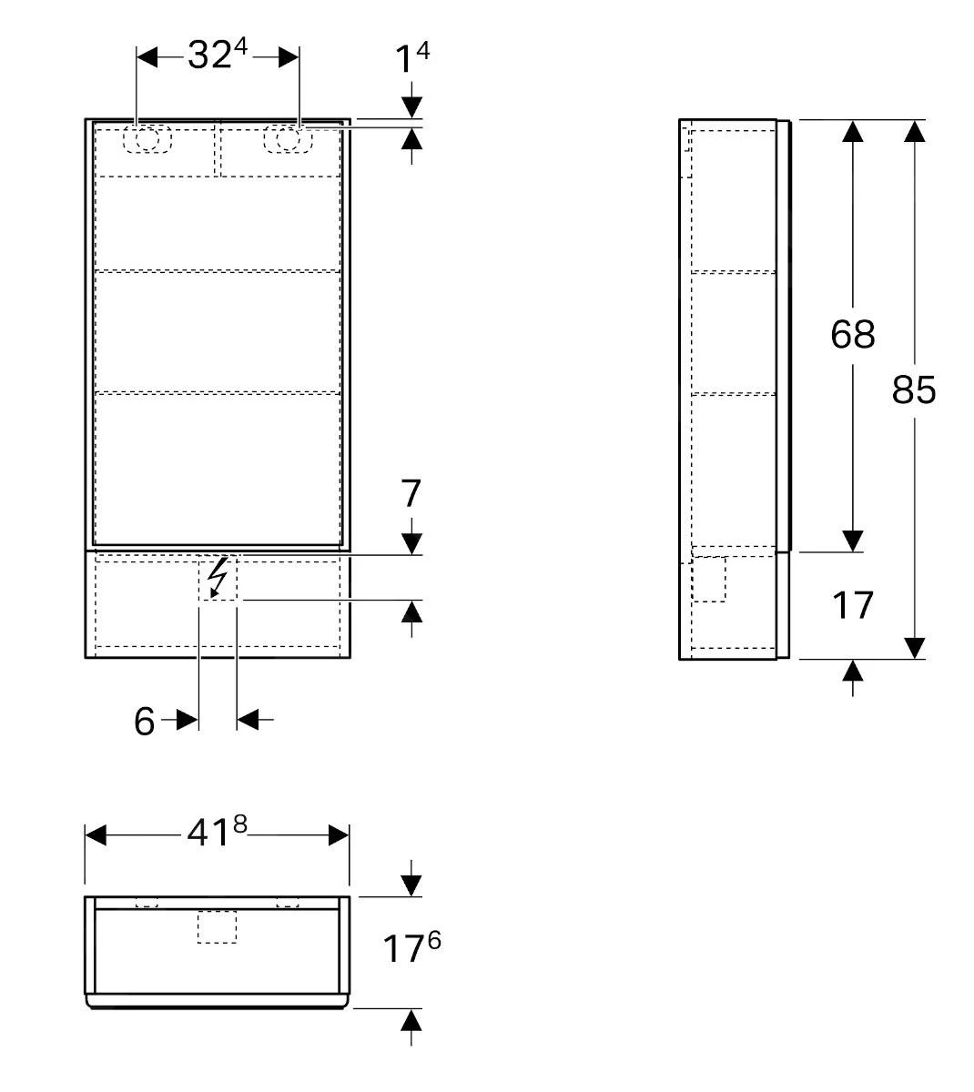 Geberit Selnova Square - Spiegelkast 850x418x176 Mm, 2 Deuren, Mat Lava 501.412.JK.1 - Afbeelding 2