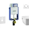Geberit Kombifix - Inbouwreservoir Voor Hangend Toilet Met SIGMA20 Bedieningsknop, Wit/glanzend Chroom + Tece One - Hangend Douche-wc En Wc-bril, Rimless, SoftClose 110.302.00.5 NT4