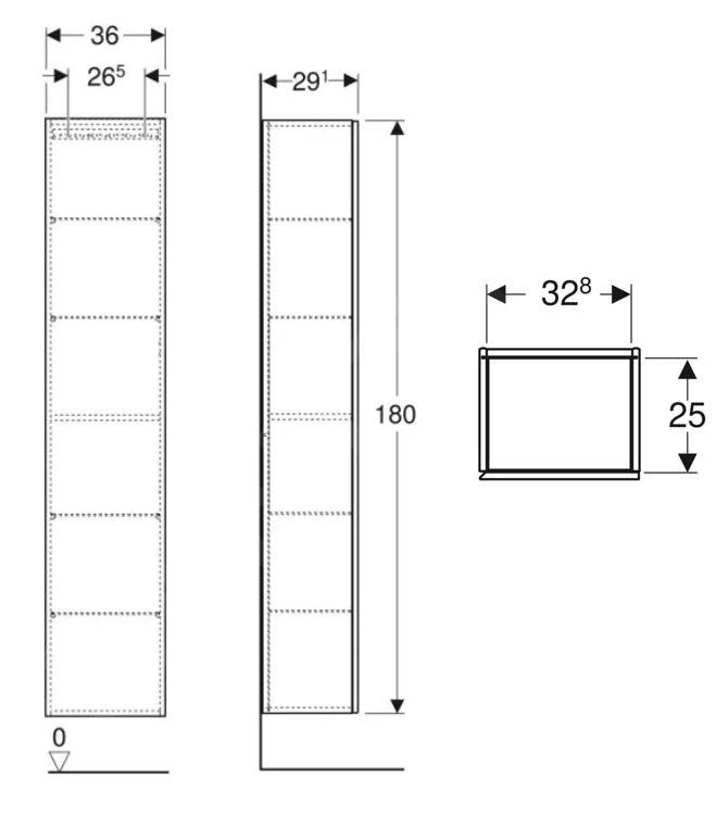 Geberit ICon - Hoge Kast 1800x360x291 Mm, 1 Deur, Scharnieren L/R, Glanzend Wit 502.316.01.1 - Afbeelding 2