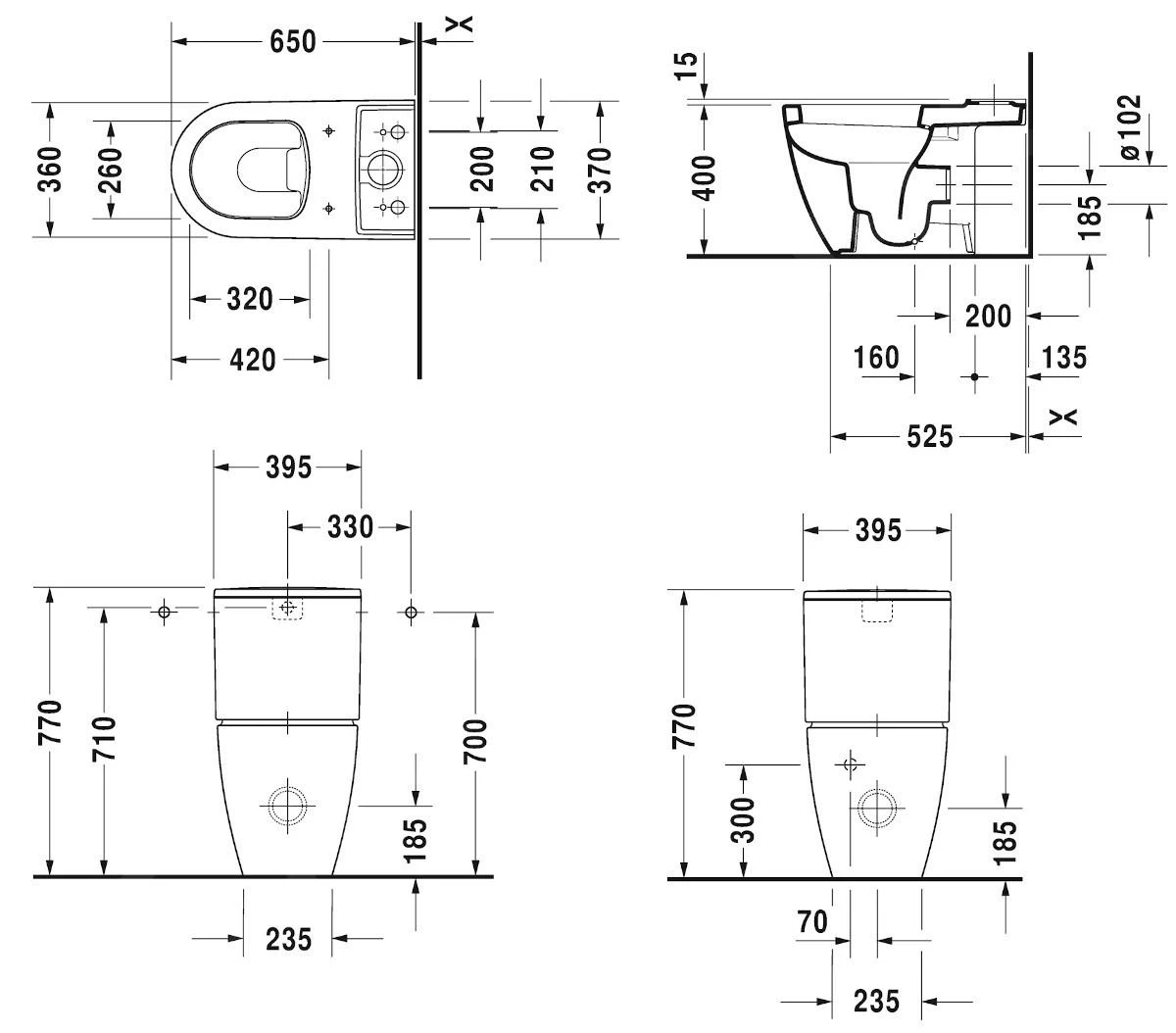 Duravit ME By Starck - Duoblokpot, Afvoer Achter Onder, Met HygieneGlaze, Alpine Wit 2172092000 - Afbeelding 2