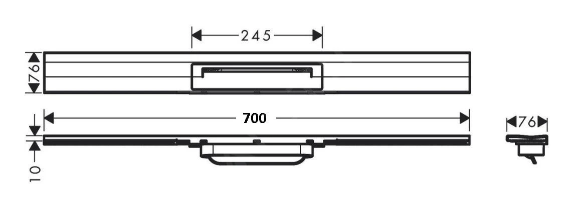 Hansgrohe RainDrain Flex - Douchegoot Met Rvs Rooster 700, Wandmodel, Inkortbaar, Gepolijst Goud 56050990 - Afbeelding 2