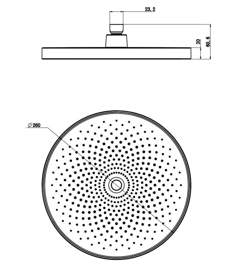 Kielle Aura - Hoofddouche 260, 1 Straalsoort, Douchearm 350 Mm, Chroom/zwart 20102SE0 - Afbeelding 3