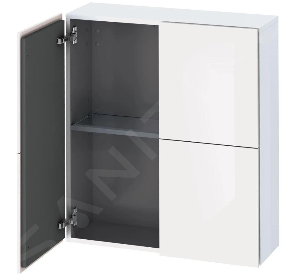 Duravit L-Cube - Hoge Badkamerkast 800x700x243 Mm, 2 Deuren, Glanzend Wit LC116702222