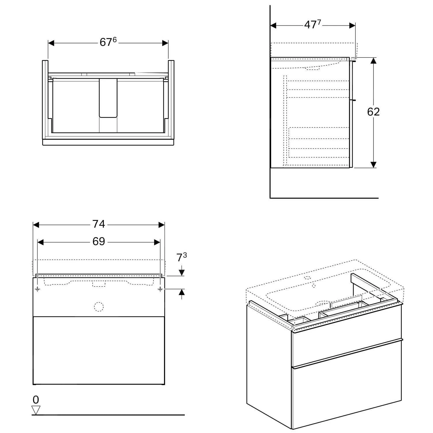Geberit ICon - Wastafelonderkast 750 Mm, Mat Wit 841375000 - Afbeelding 2