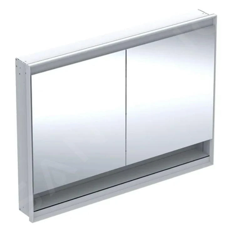 Geberit ONE - Spiegelkast Met LED-verlichting, 1200x900x150 Mm, 2 Deuren, Met Nis, Inbouw, Aluminium 505.825.00.1