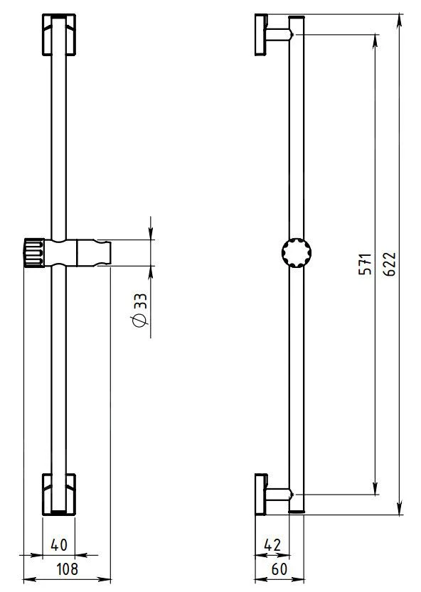 Novaservis Metalia 12 - Douchestang, Lengte 622 Mm, Chroom 0239,0 - Afbeelding 2