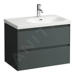 Laufen Lani - Wastafelonderkast, 74x45x52 Cm, 2 Laden, Grijs H4035821122661