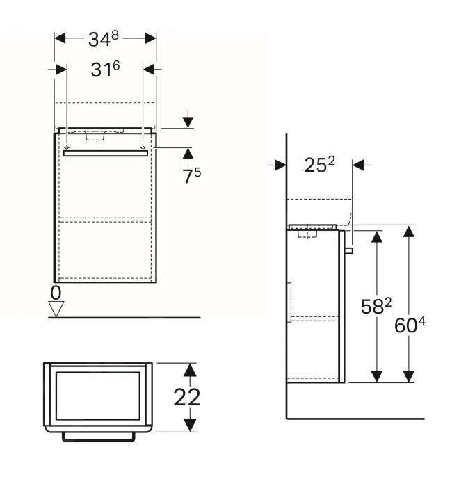 Geberit Selnova Compact - Wastafelkast, 348x252x604 Mm, 1 Deur, Glanzend Wit/mat Wit 501.488.00.1 - Afbeelding 2
