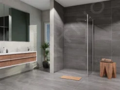 Lansanit LitLUX Brix - Vaste Douchewand 800 Mm, Glanzend Aluminium/helder Glas SPHY80