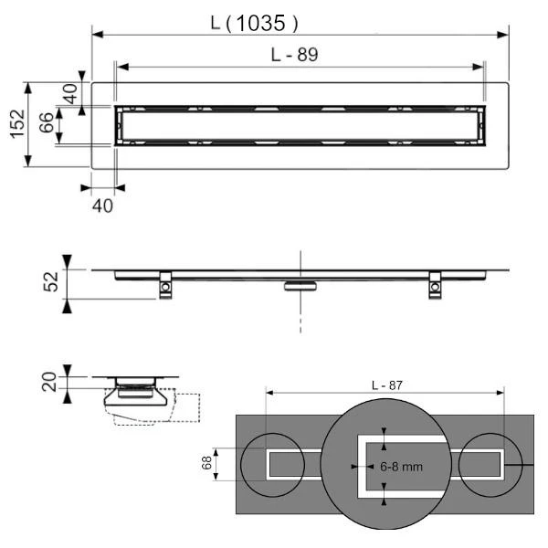 Tece TECEdrainline - Douchegoot 1000 Mm, Voor Het Aanbrengen Van Tegels, Met Afdekking, Rvs 651000 - Afbeelding 2