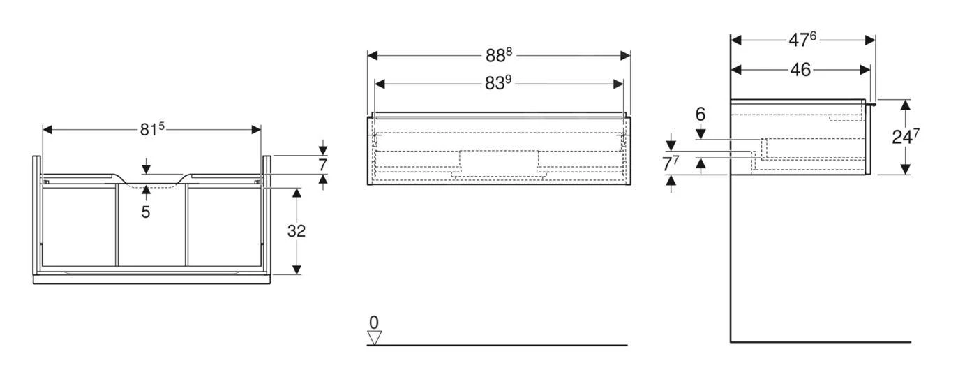 Geberit ICon - Wastafelonderkast, 89x25x48 Cm, 1 Lade, Eiken 502.312.JH.1 - Afbeelding 2