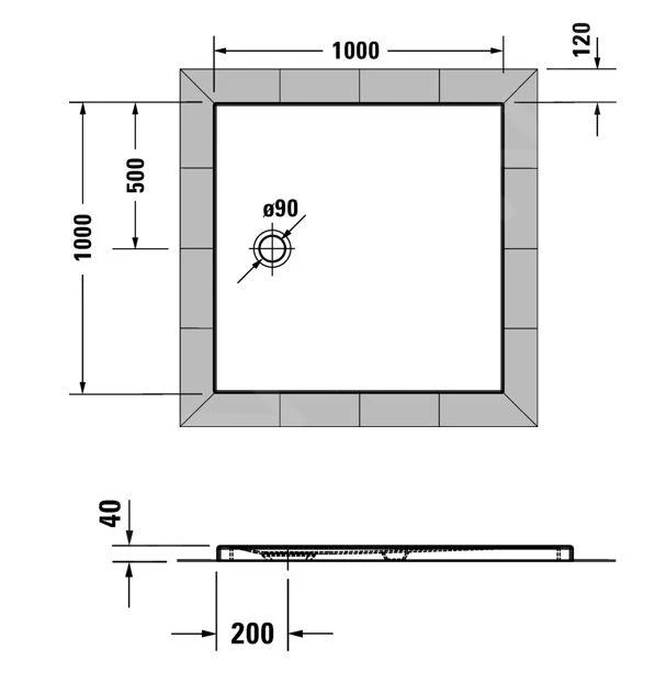 Duravit Tempano - Douchebak 1000x1000x40 Mm, Wit 720189000000000 - Afbeelding 2